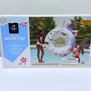 XL Member's Mark Fun Oversized Unicorn Pool Float, Mesh Seating, 56" Diameter